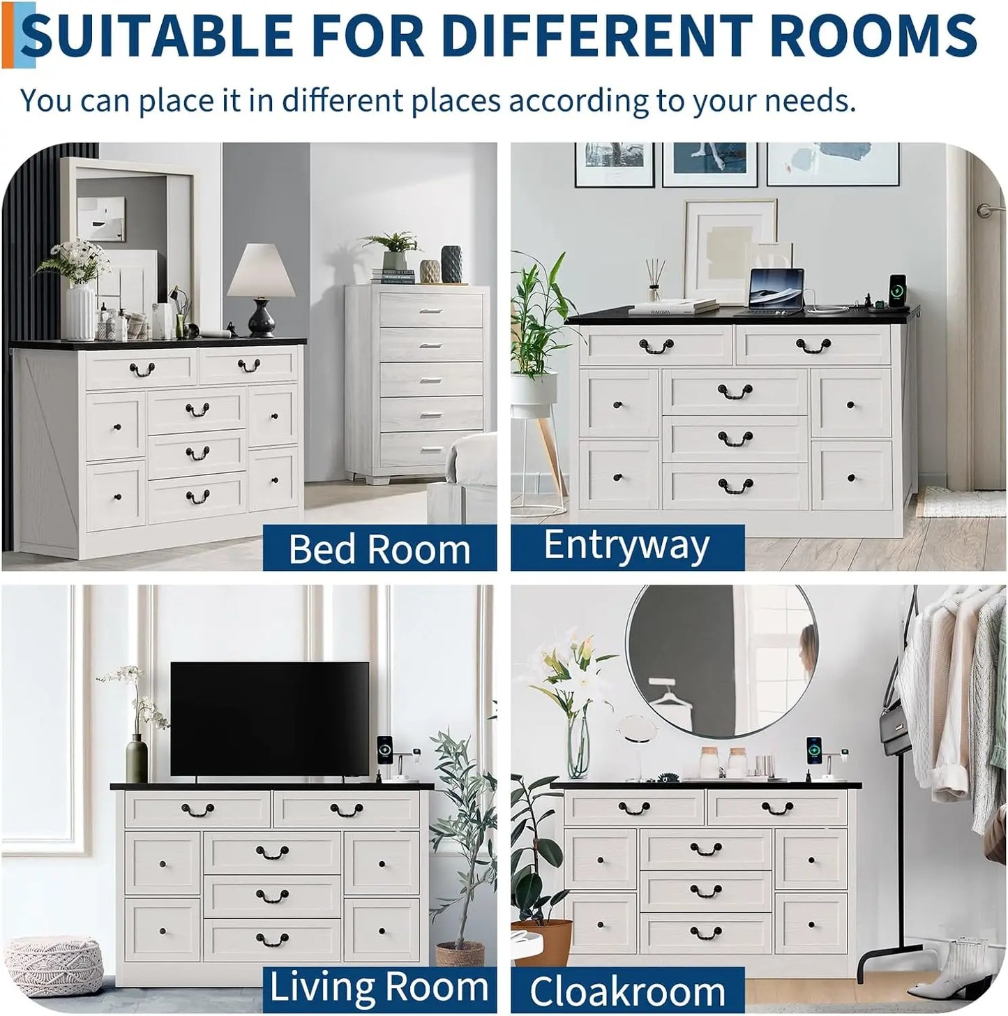 Wooden Chest of Drawer TV Stand Large Storage