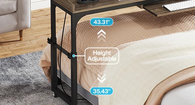 Height Adjustable Overbed Table with Wheels, Queen Size  Laptop
