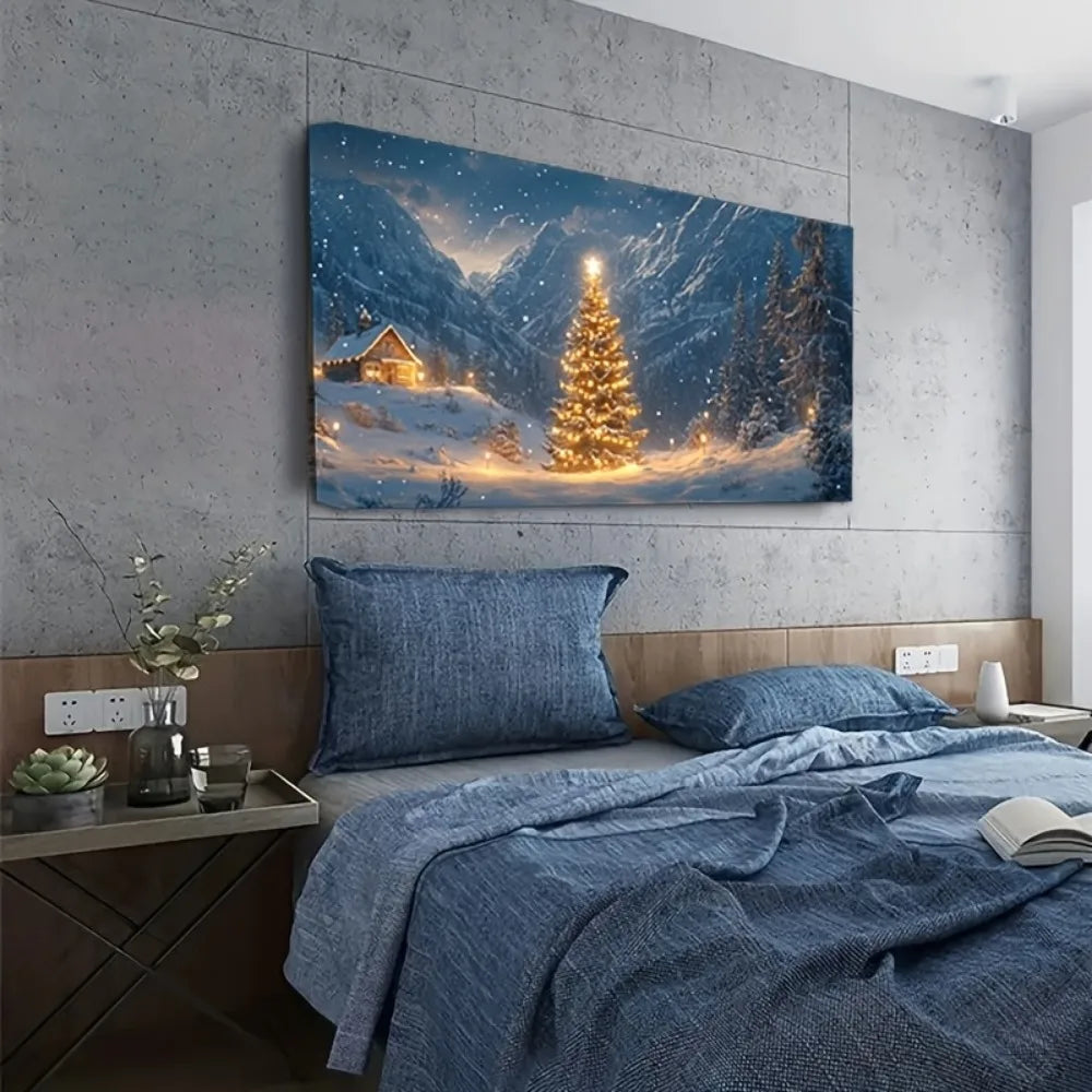 Christmas tree view in the bright night scene,