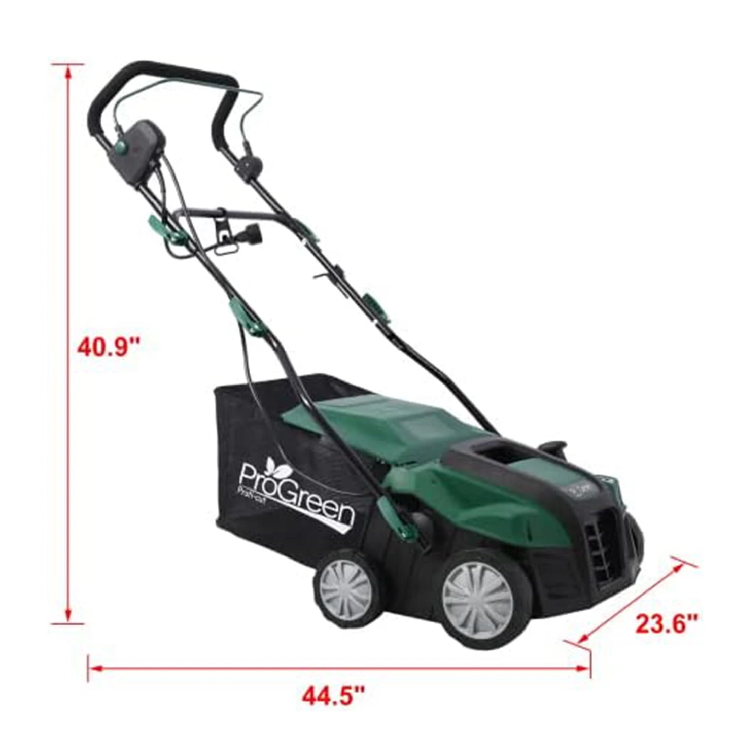2-in-1 Electric Garden Scarifier & Dethatcher 15AMP Lawn Aerator with 58QT Detachable Bag 5 Height Adjustments for Thatch