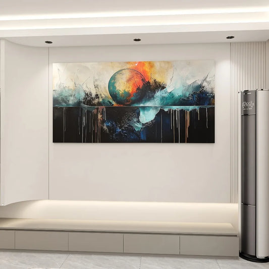 Vibrant abstract canvas art - recreated form in rich tones, 1.5 inch thick pine frame, modern interior decoration poster