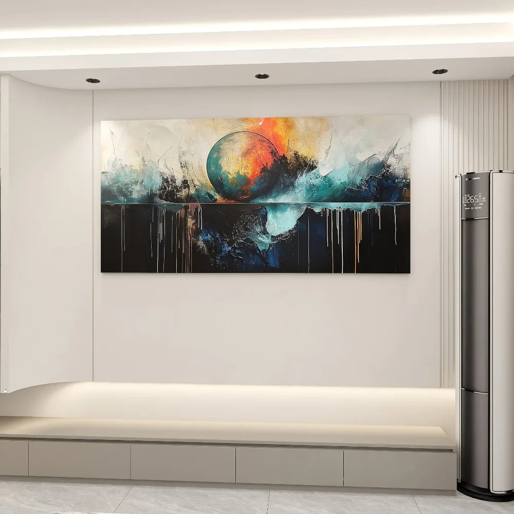 Vibrant abstract canvas art - recreated form in rich tones, 1.5 inch thick pine frame, modern interior decoration poster