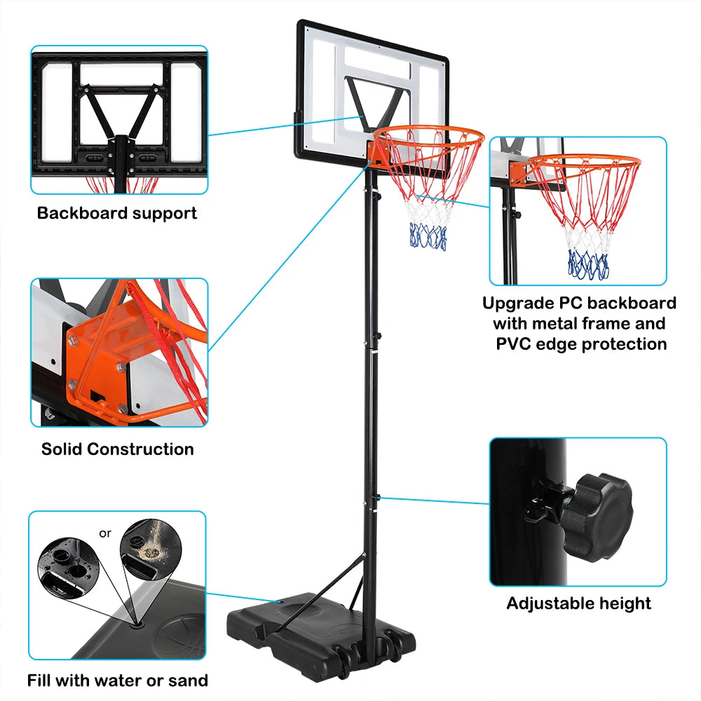 Basketball Hoop Outdoor Portable  Adjustable Height