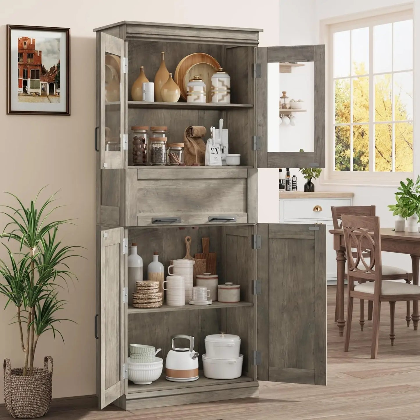 67" Tall Bathroom Storage Cabinet and Tall Cabinet for Living Room