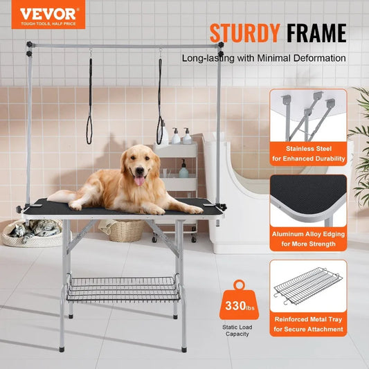Pet Grooming Table Two Arms with Clamp 46'' Dog Grooming Statio