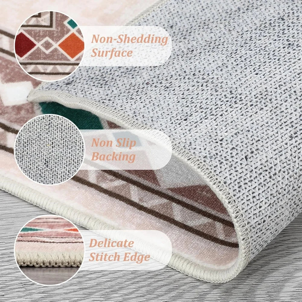 Border Solid Large Rug 9x12ft Rug Washable Area Rug for Living Room Dining Room Rug Bedroom Carpet Area Rugs for Farmhouse