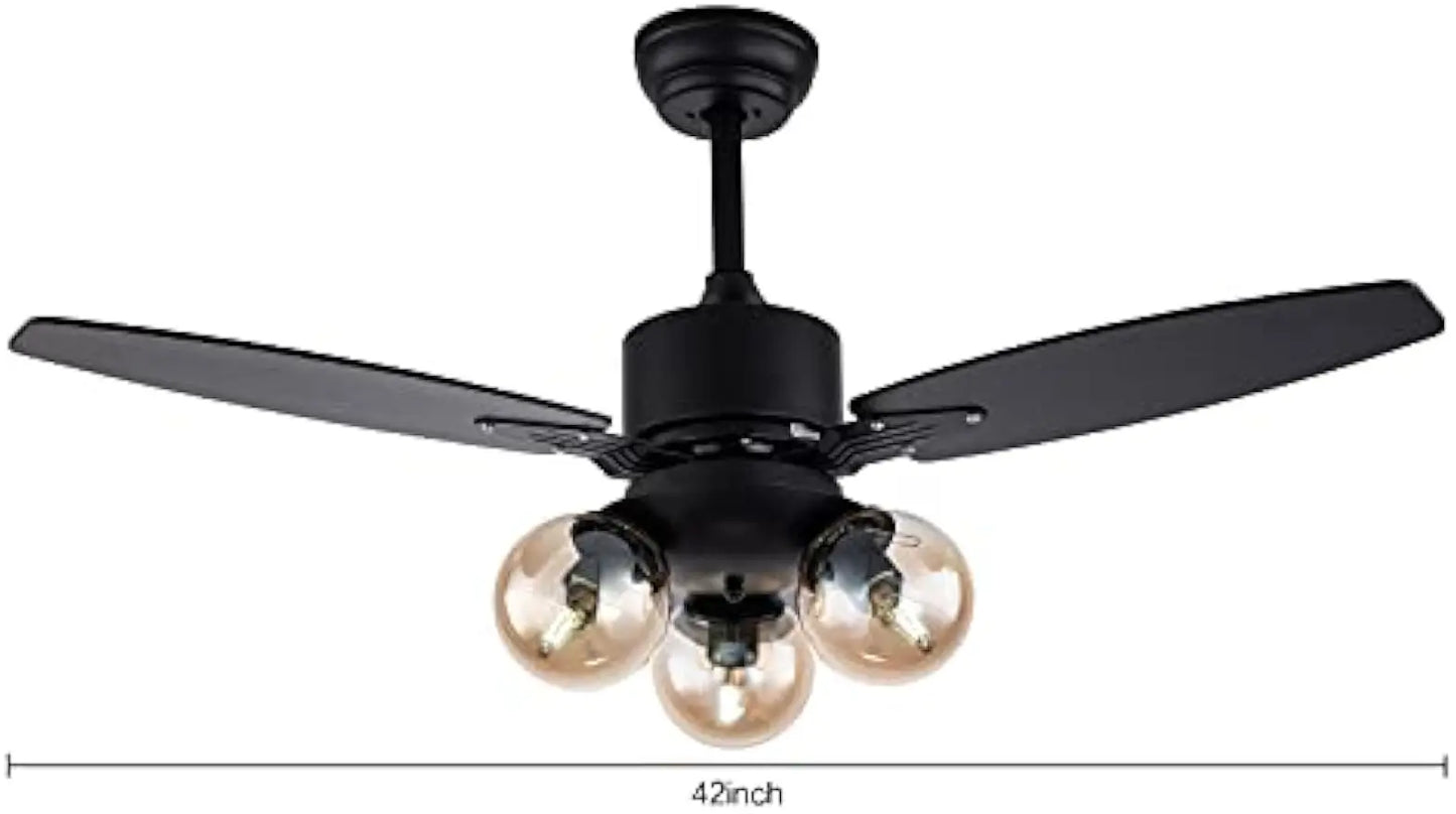 Ceiling Fan Lamp 3 Blades 3 Speed Fan for Bedroom Dining Room Home Office with Remote Control
