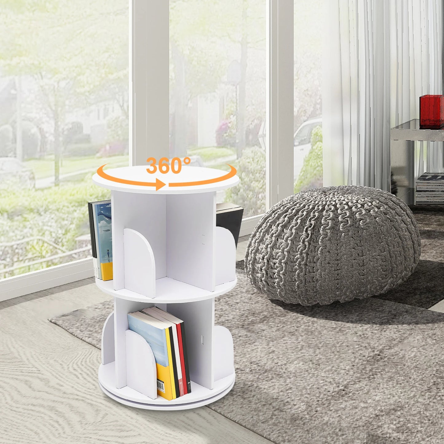 2-Tier Rotating Bookshelf: Stylish Design,