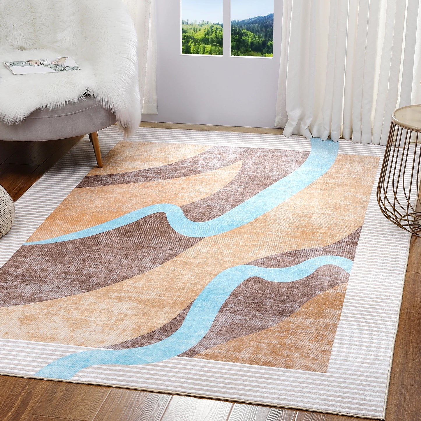 Area Rugs for Living Room, Machine Washable Vintage Rug,