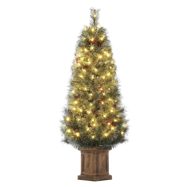 4.5ft Pre-lit Artificial Christmas Tree, Snow Flocked Pine Tree