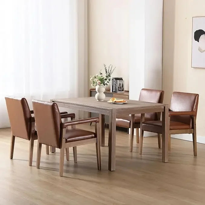 Modern Dining Chairs Set of 4 Linen Fabric Upholstered Kitchen Chairs, with Solid Wood Frame Armchair, Comfy Accent Side Chairs