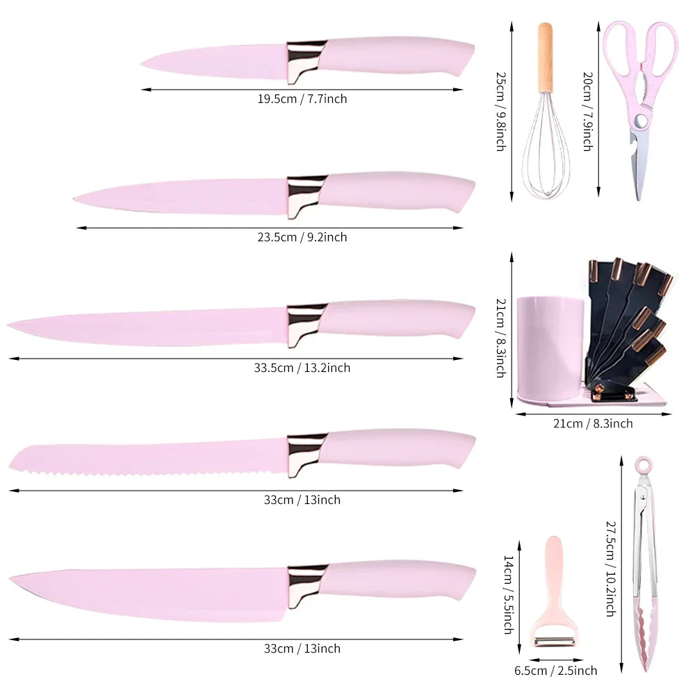Kitchen Knives Heat-Resistant Non Stick Soup Spoon Cooking Set with Scissors Peeler Cut Meat