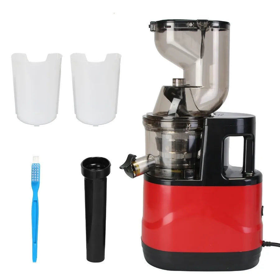 Cold Press Juicer Machine 300W Electric Slow Masticating Juicer for Whole Vegetable and Fruit with Reverse Function 2 Container