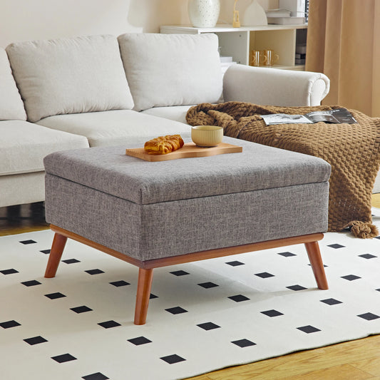 Large Storage Ottoman , 31.4 inch Lift Top Large Coffee Table with High-density Foam Wood Legs