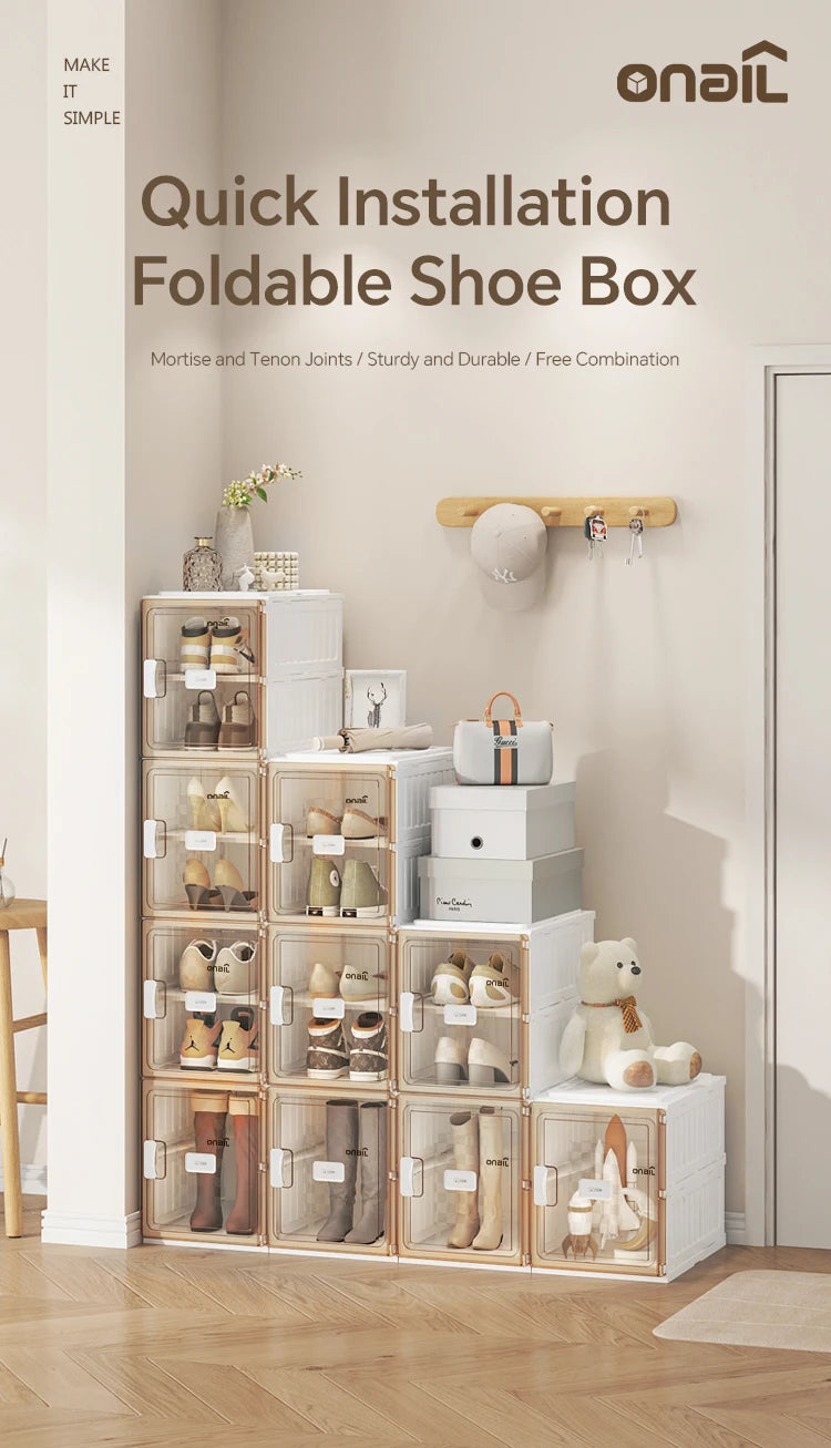 Foldable Clear Shoe Box,One Piece Shoe Rack, Bedroom Living Room Entrance Dormitory Accessory (For Entrance) Folding Sneaker