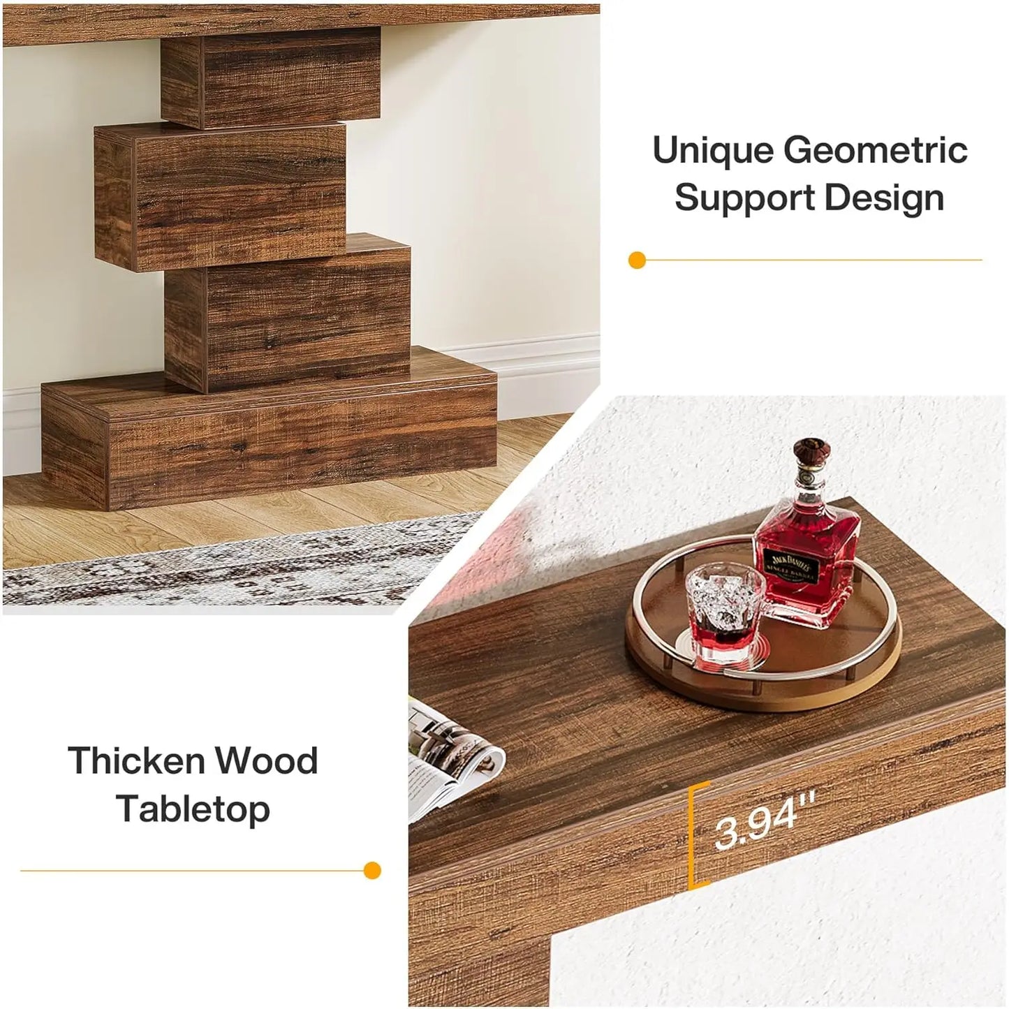 Farmhouse Console Table, Narrow Wood Sofa Table Behind Couch, Industrial Entryway Accent Table for Living Room