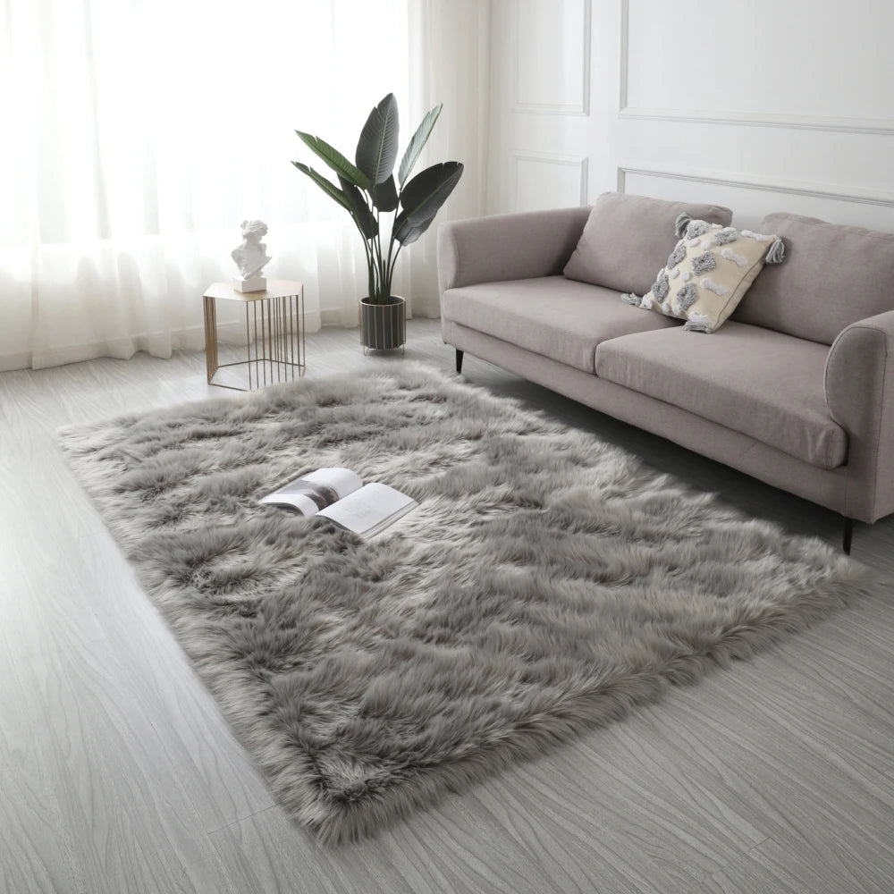 Faux Fur Sheepskin Area Rug Bedroom Blanket Living Room