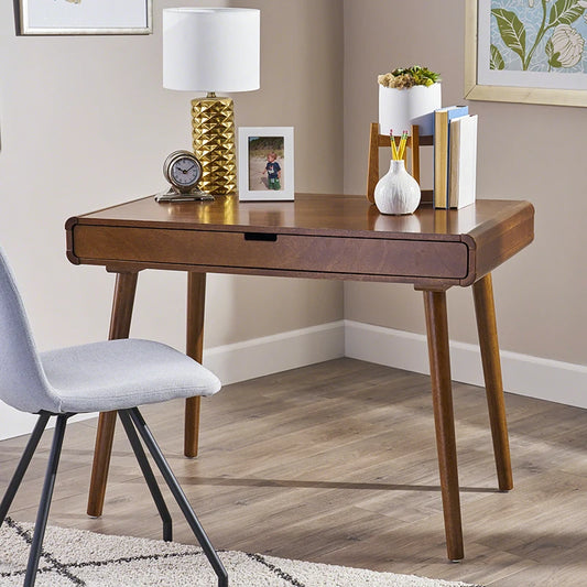 Home Office Vintage Desk, Solid Wood Writing Desk with Large Drawer,