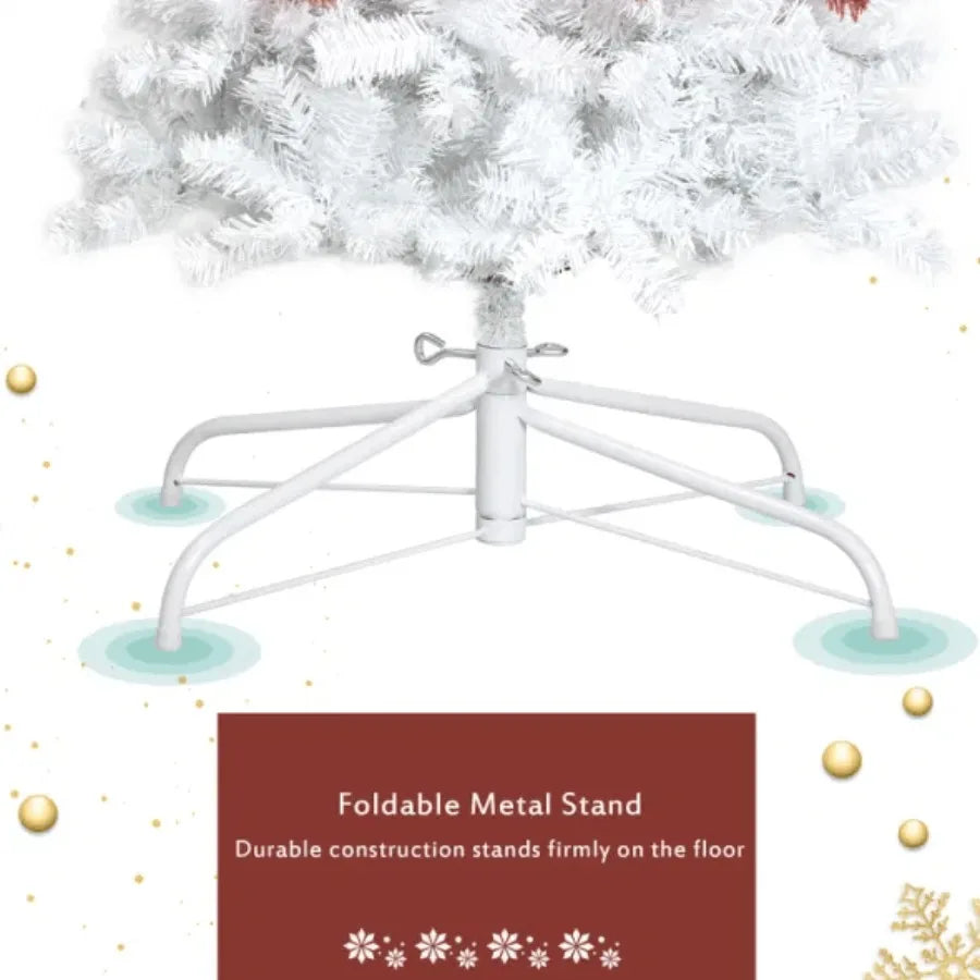 6FT Hinged Fir Artificial Fir Bent Top Christmas Tree Xmas Tree Bendable S