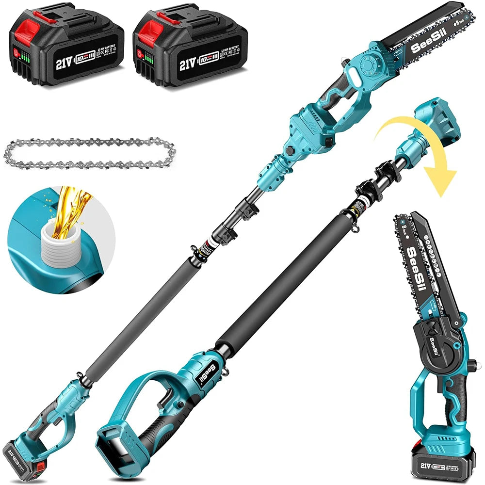 2-in-1 Cordless 8'' Electric Chainsaw with 3M Extension Pole