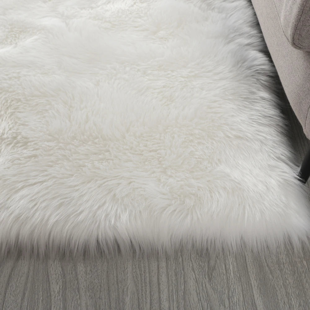 Faux Fur Sheepskin Area Rug Bedroom Blanket Living Room