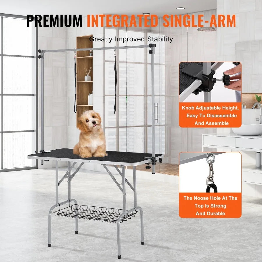 Pet Grooming Table Two Arms with Clamp 46'' Dog Grooming Statio