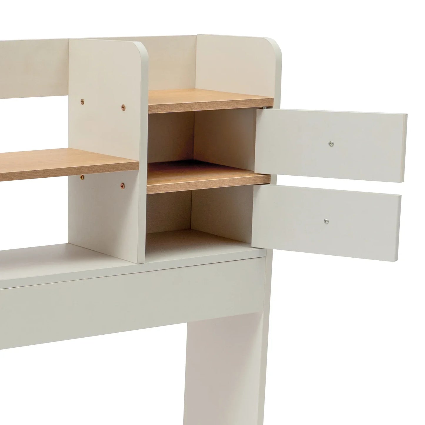 Modern 2-Tier Desktop Bookshelf with 2 Drawers 36-inch Storage Organizer for Office/Home (10kg Load Capacity, 5kg Lightweight)