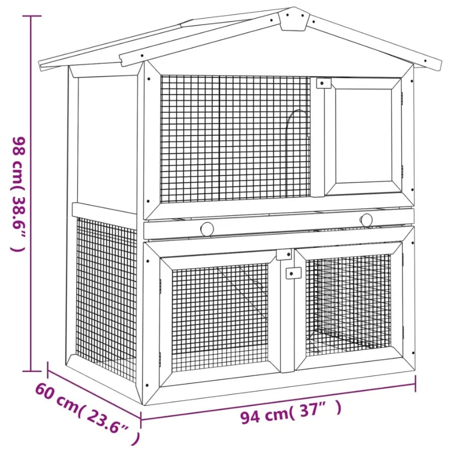 Outdoor Rabbit Hutch Small Animal House Pet Cage Wood 3 Doors Portable Waterproof