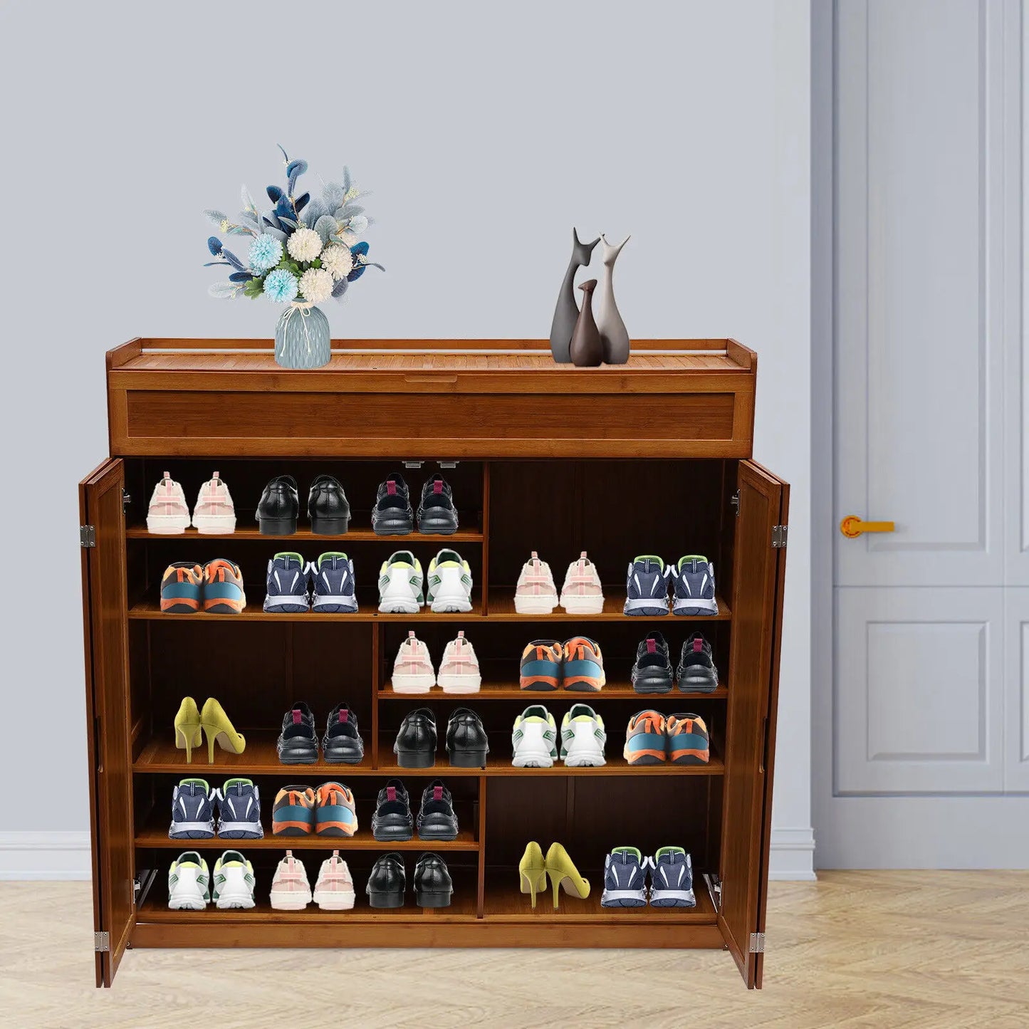 Bamboo Shoe Storage Cabinet – Large Organizer