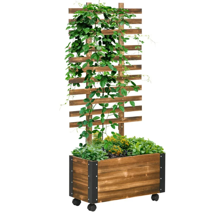 Raised Garden Bed with Trellis 58 for Vine Plants Flowers Climbing