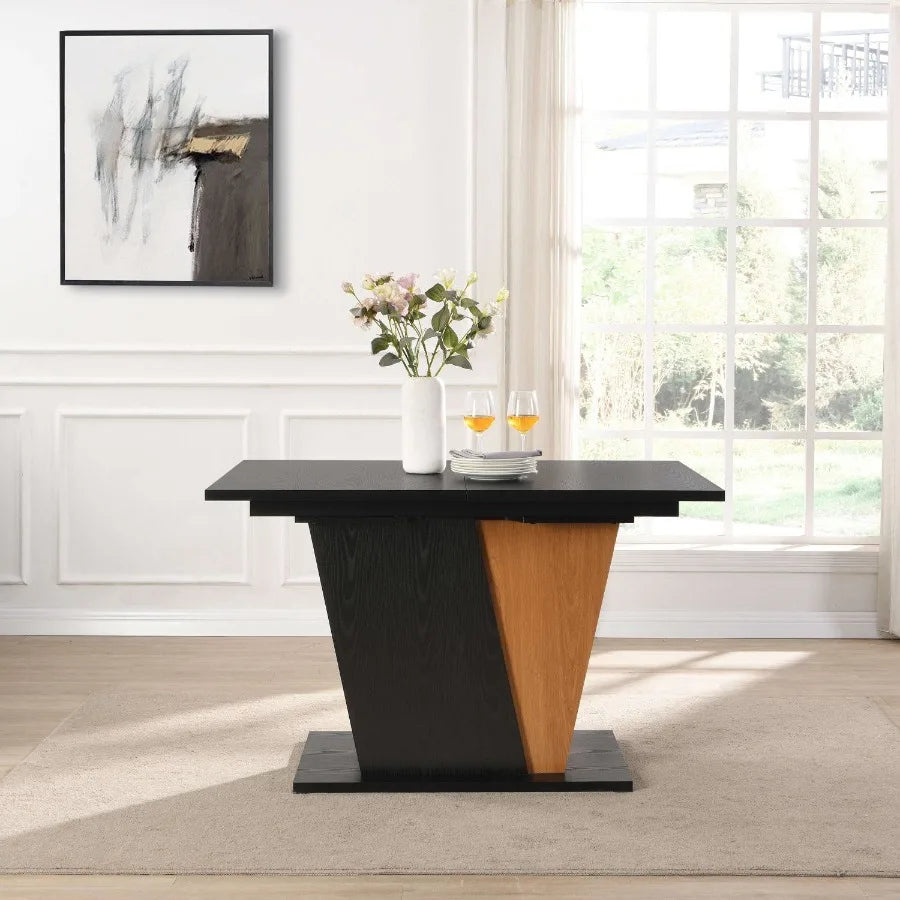 61.81 46.46 inch Extendable Dining Table with Built-in Storage Modern Wooden Table