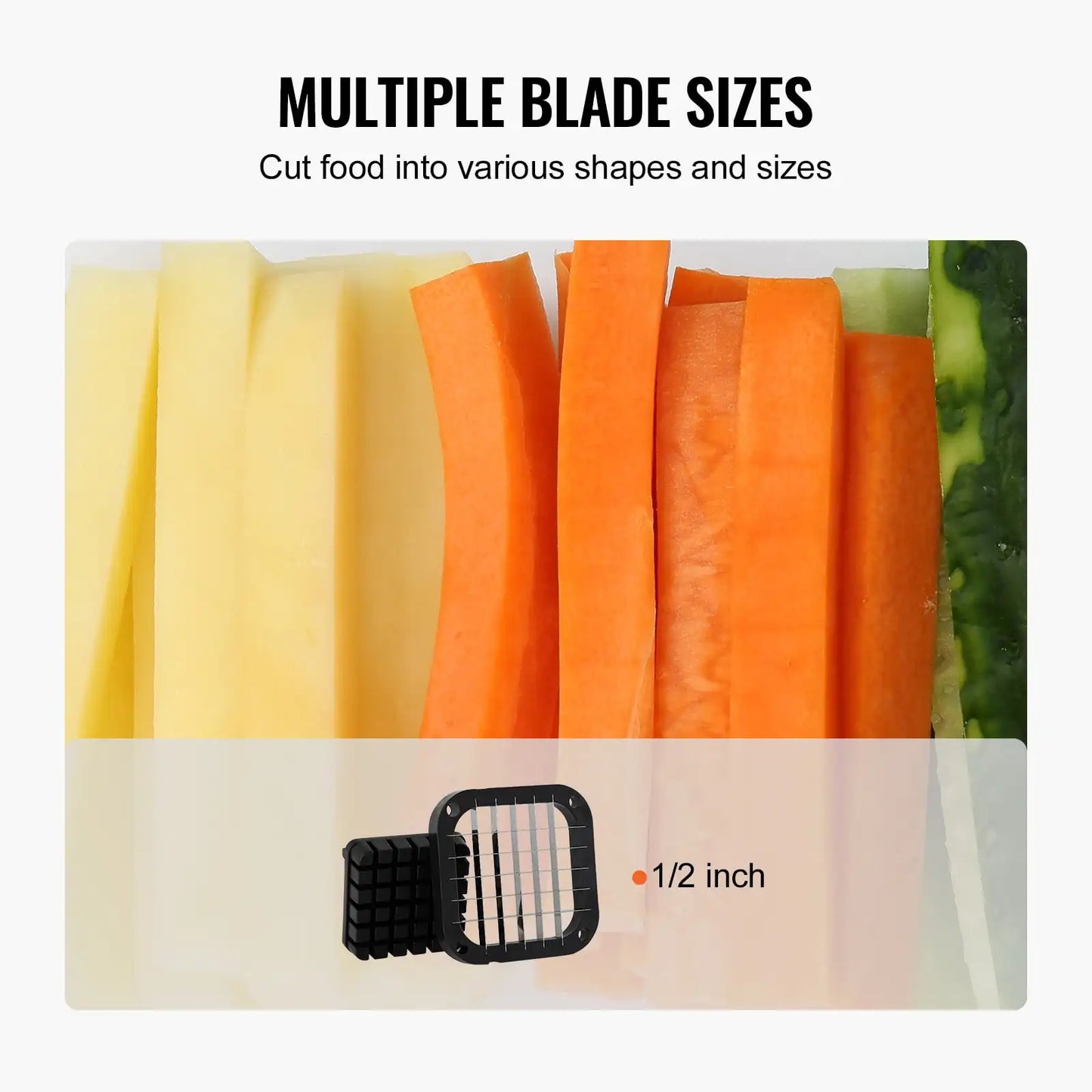 Potato Dicer, French Fries Maker with 1/2 Inch Durable Stainless Steel Knife, Manual Vegetable Chopper with Suction Cup