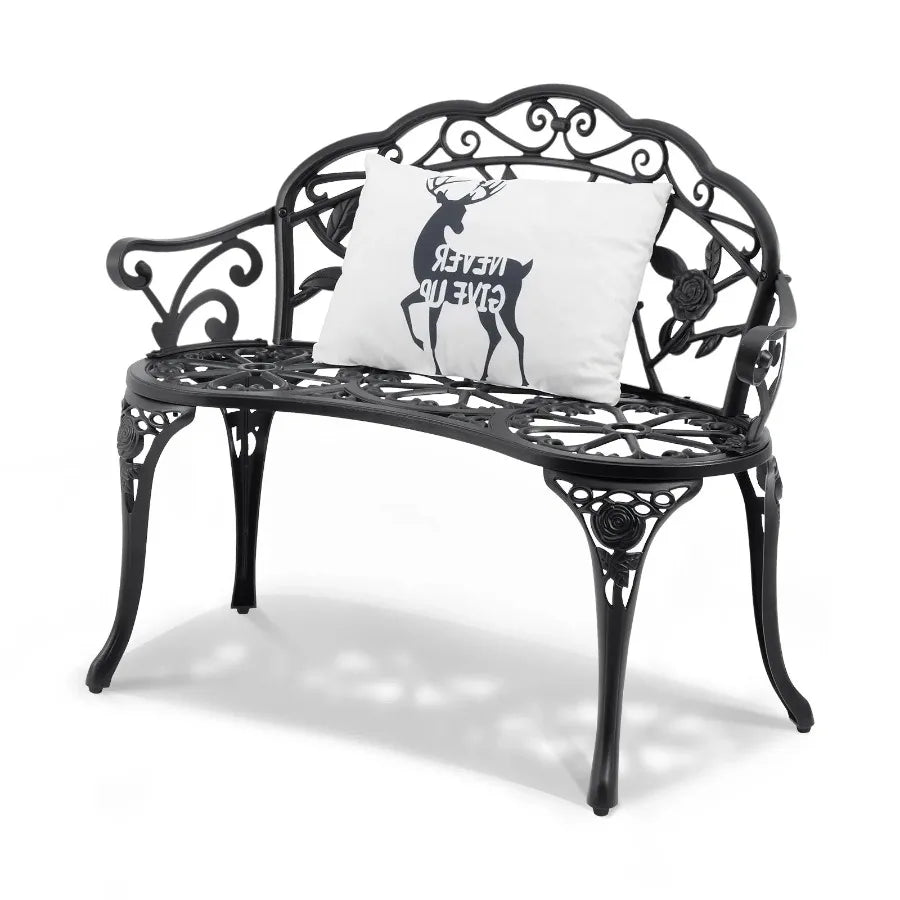 Outdoor Bench 38.8 inches Metal Garden Bench for Outdoors 480 lbs Load Capacity Bench Outdoor Garden Park Bench with Backrest