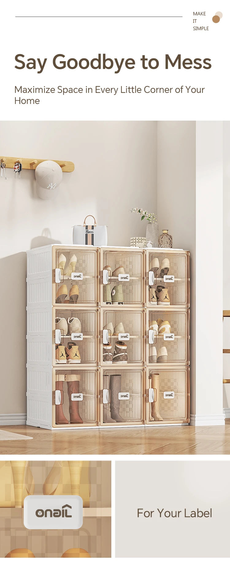 Foldable Clear Shoe Box,One Piece Shoe Rack, Bedroom Living Room Entrance Dormitory Accessory (For Entrance) Folding Sneaker