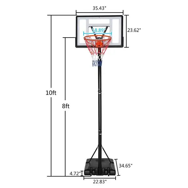 Basketball Hoop Outdoor Portable  Adjustable Height