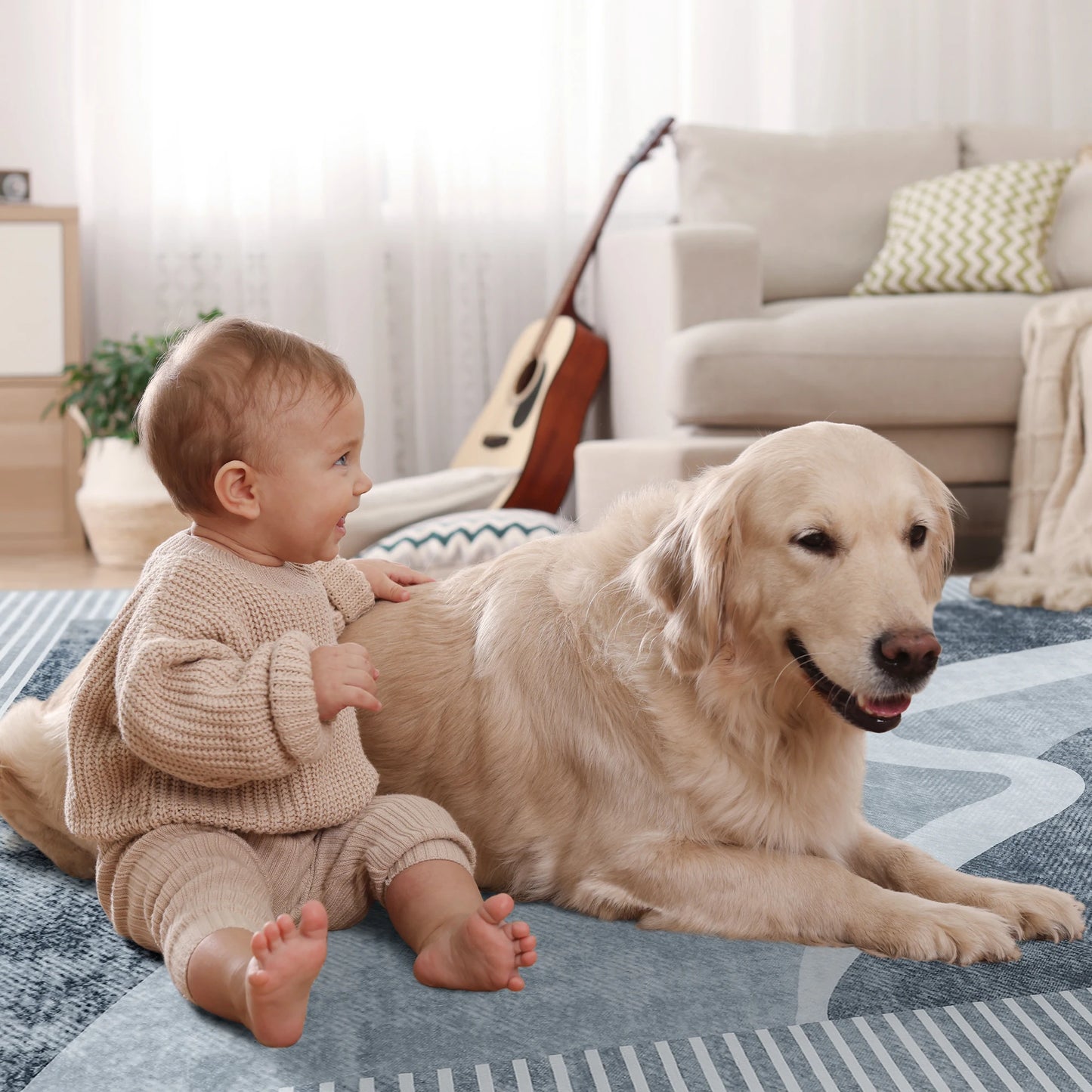 Area Rugs for Living Room, Machine Washable Vintage Rug,