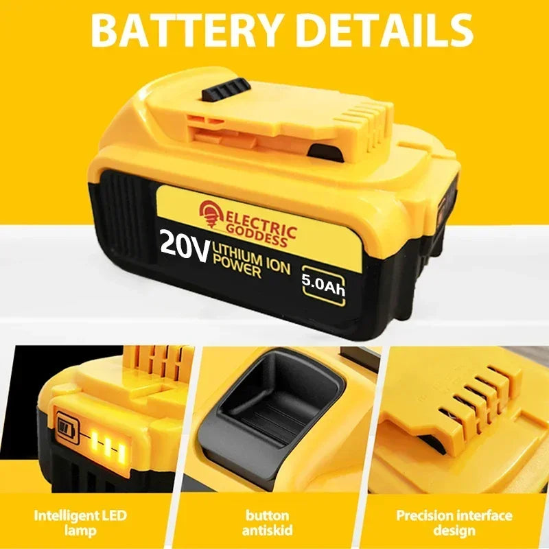 Lithium-ion Battery 20V 5Ah Battery Power Tools Lithium-ion Replacement Battery For Dewalt 20V Battery Pin