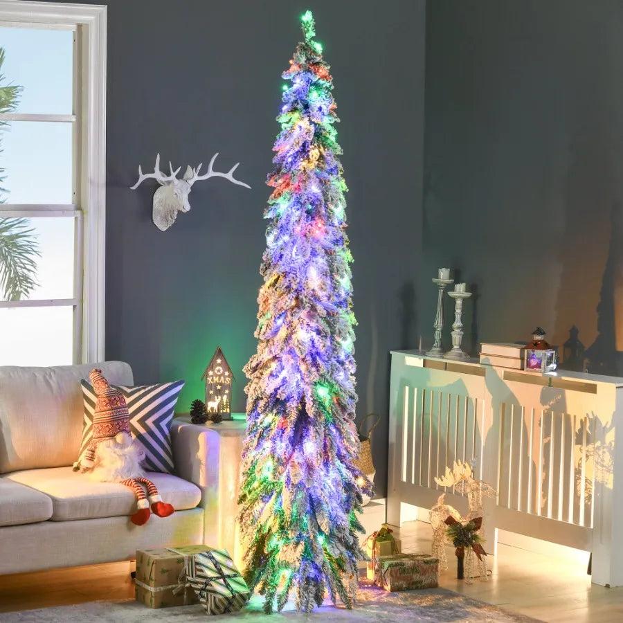 7ft Tall Prelit Pencil Artificial Christmas Tree