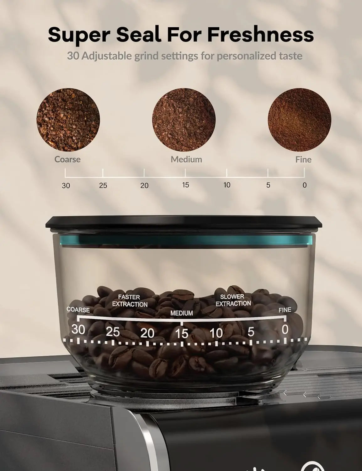 Espresso Coffee Machine 1450W Semi-Automatic Espresso Maker with Grinder for Latte Cappuccino