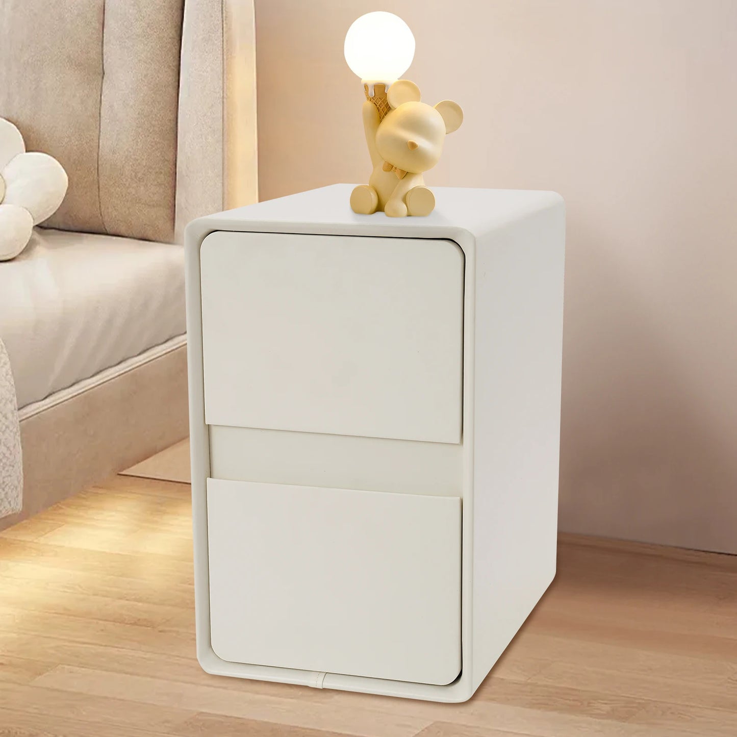 Modern Bedside Cabinet, Nightstand Storage Cabinet for The Bedroom, Side Table with 2-drawers, House Furnishings