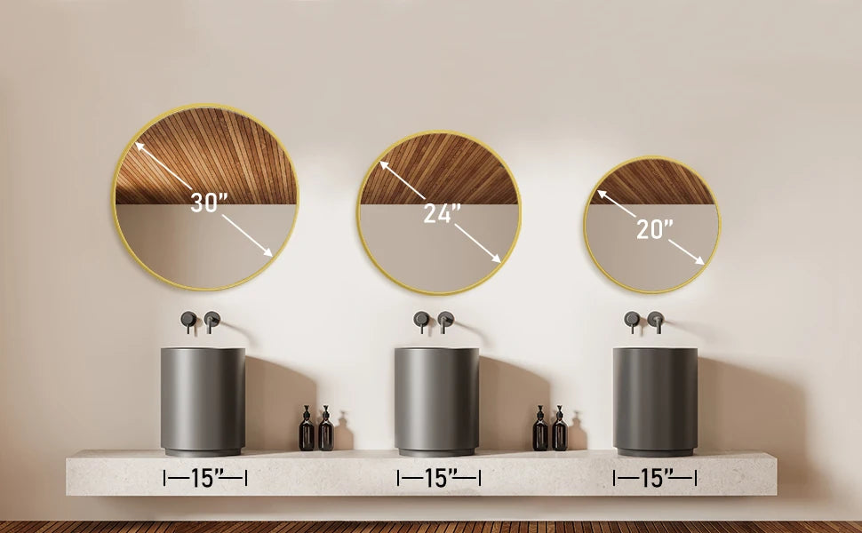 JHK Large Gold Round Vanity Framed Mirror