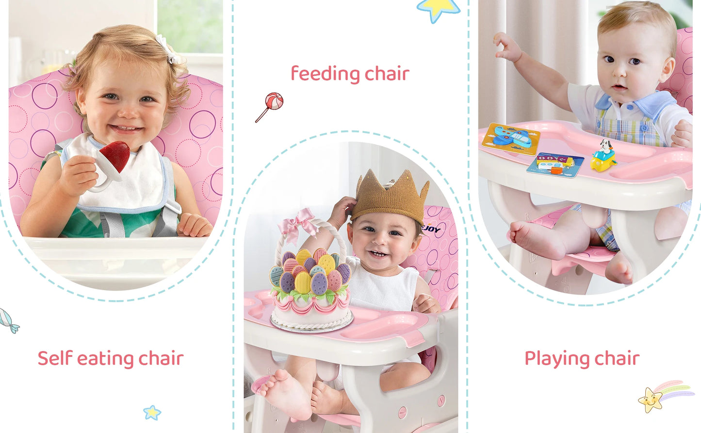 Baby High Chair Foldable  &  2-in-1 with Table Footrest,