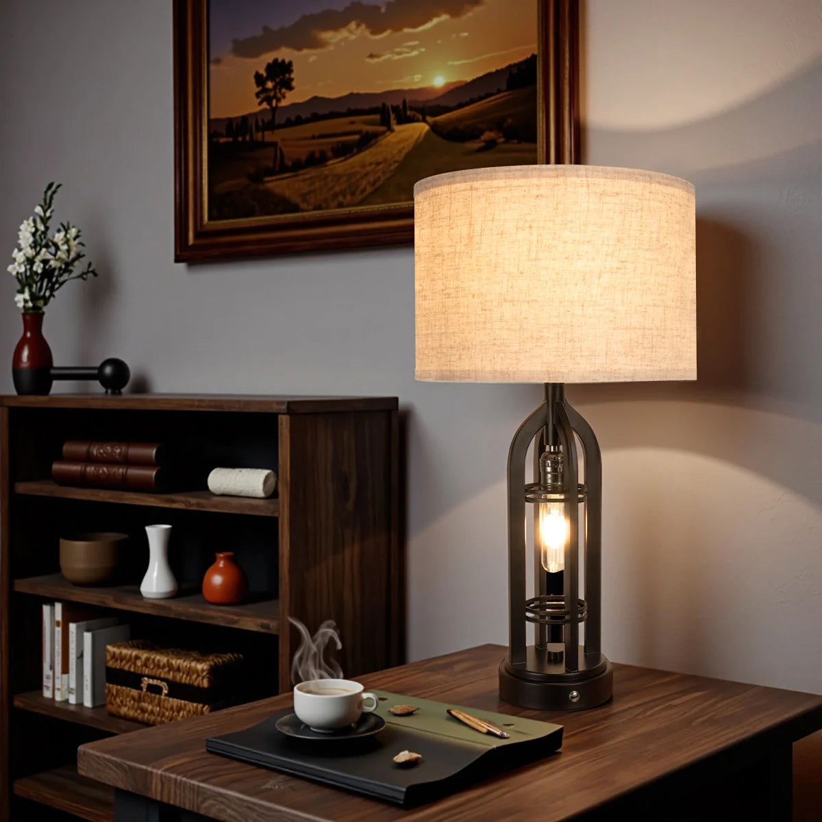 Industrial Retro Desk Lamp Night Light,3 Colors, Adjustable,