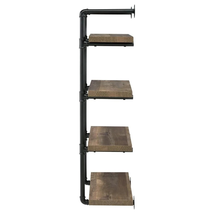 Black and Rustic Oak 4tier Wall Shelf