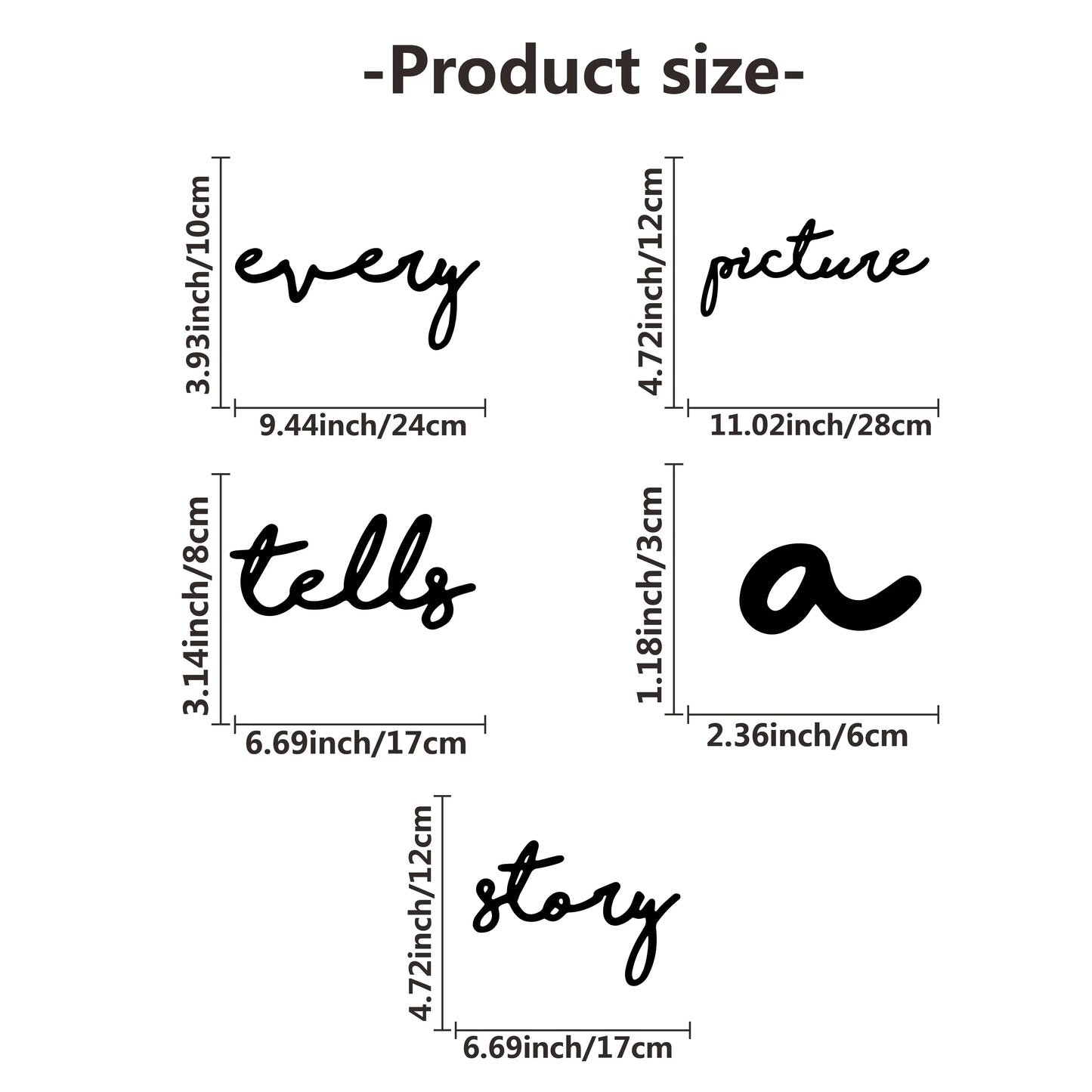 5pc Black Metal Wall Art Every Picture Tells A Story