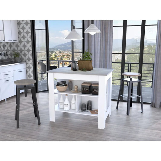 Brooklyn Kitchen Island Three Concealed Shelves