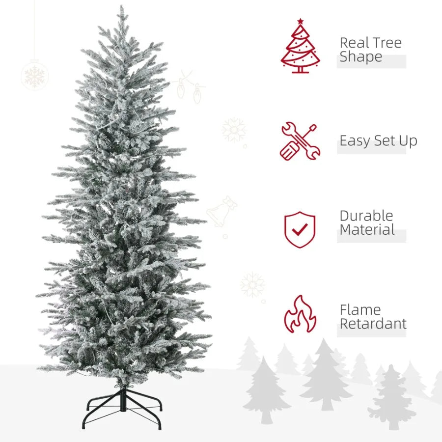 6ft Tall Prelit Artificial Christmas Tree Holiday Dr with 636 Snow Flocked Branches 250 Warm Yellow Clear Lights Auto Open Extr