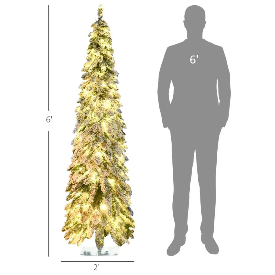 6ft Tall Prelit Pencil Artificial Christmas Tree