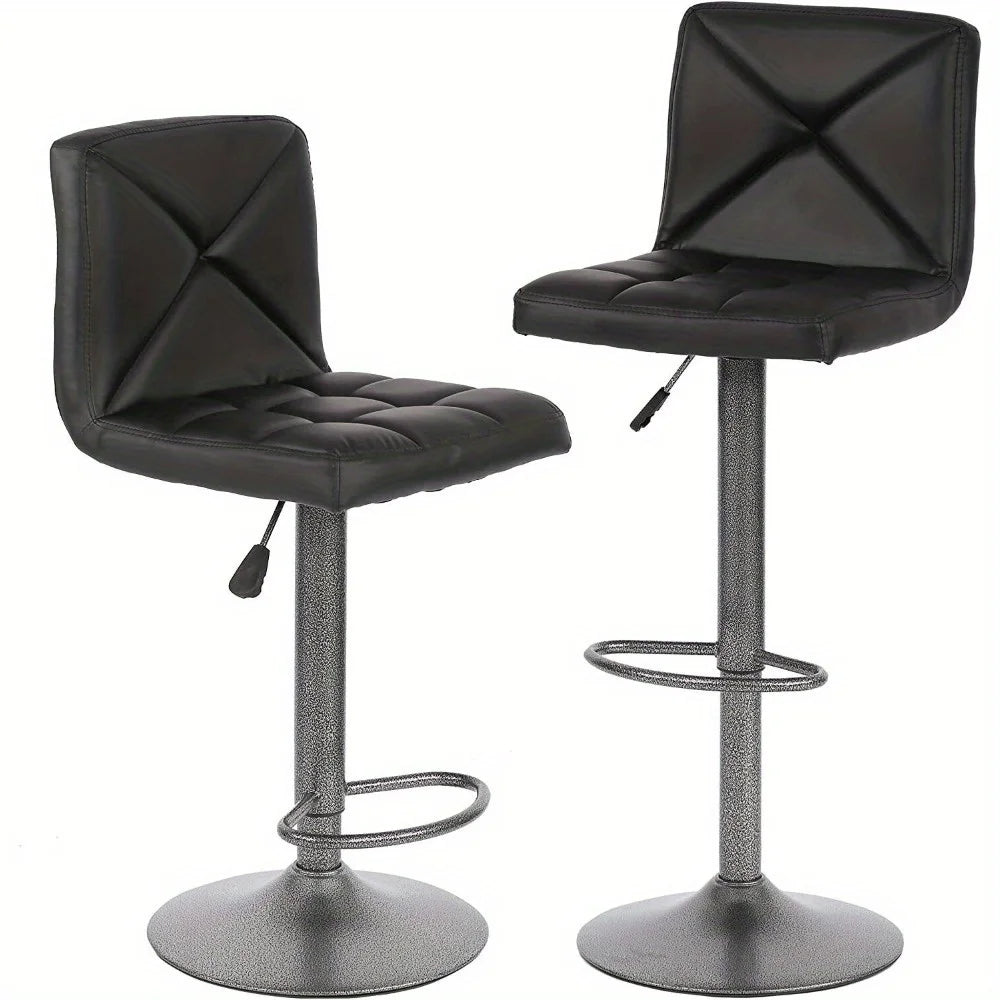 Bar stools Set with 2 counter height swivel stools PU leather modern height stools