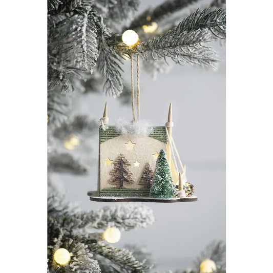 5x3.5x4 Cardboard Lited Tent Ornament Drative Hanging Christmas Tree Ornaments for Holiday Party Drations Set of 6